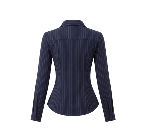 Elara Voss Classic Midnight Pinstripe Shirt