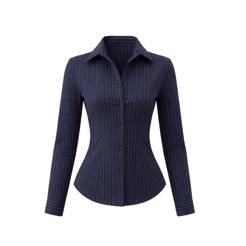Elara Voss Classic Midnight Pinstripe Shirt