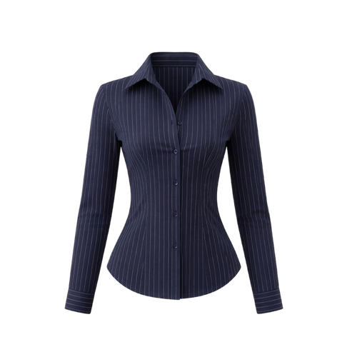 Elara Voss Classic Midnight Pinstripe Shirt