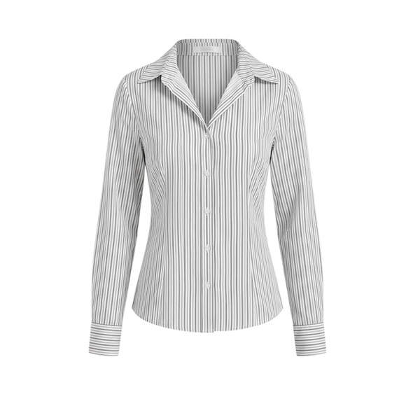 Elara Voss Classic White Pinstripe Shirt