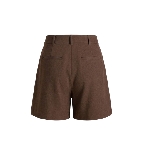 Elara Voss Cocoa Pleated Tailored Shorts