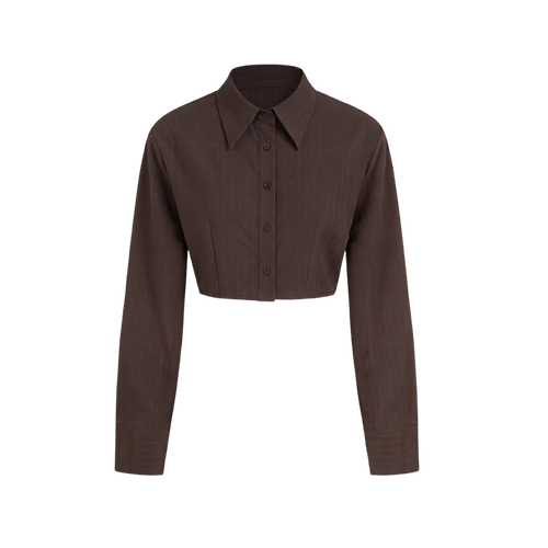 Elara Voss Cocoa Precision Crop Shirt