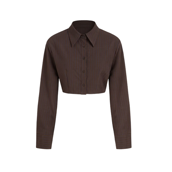 Elara Voss Cocoa Precision Crop Shirt