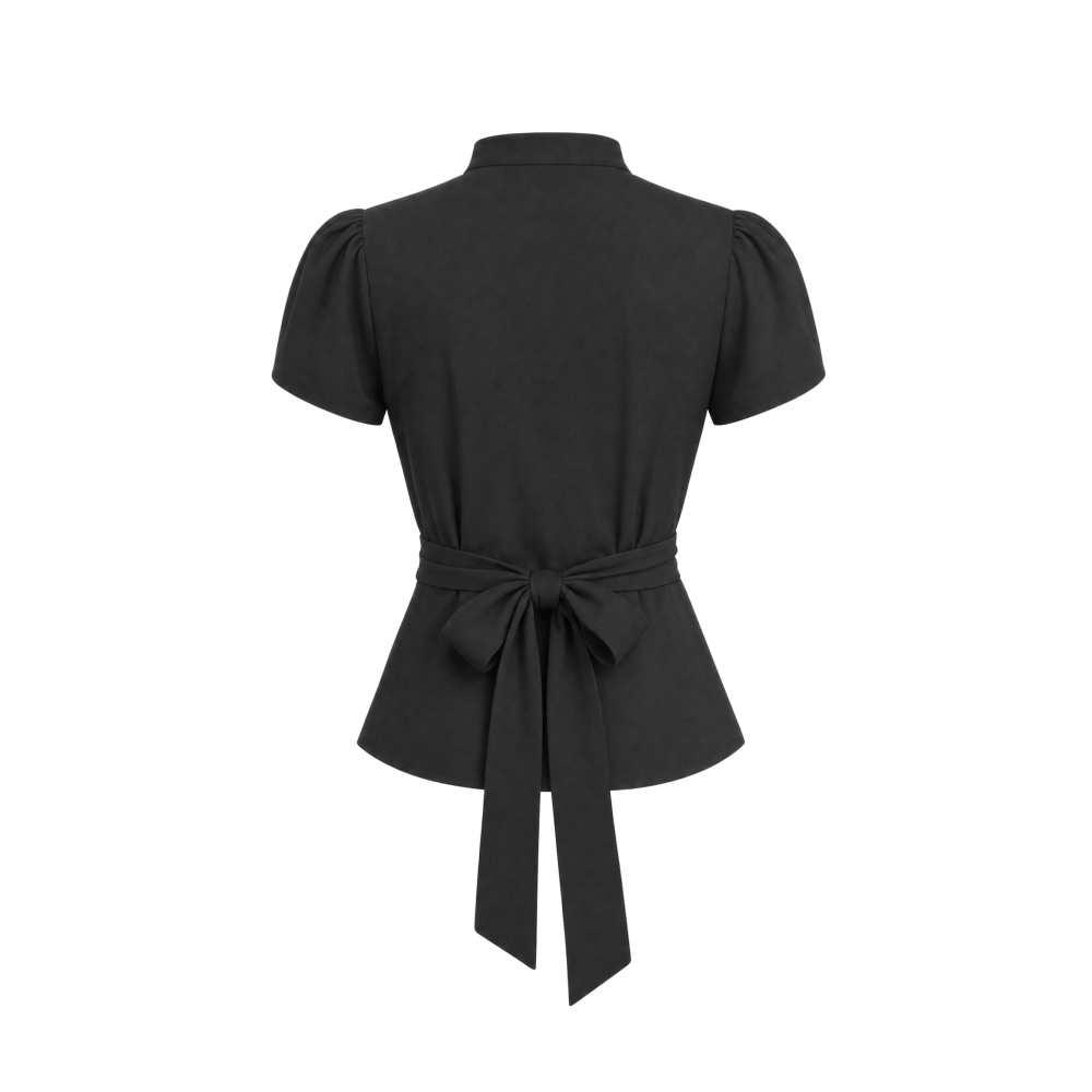 Elara Voss Colette Button Noir Wrap Top