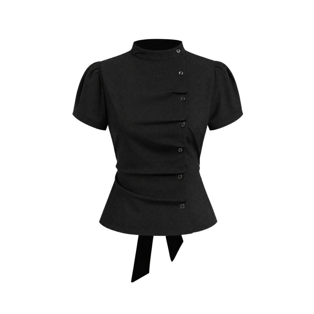 Elara Voss Colette Button Noir Wrap Top