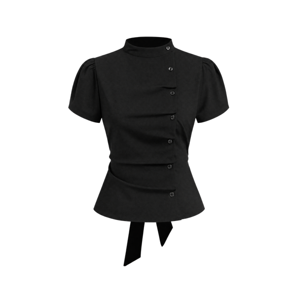 Elara Voss Colette Button Noir Wrap Top