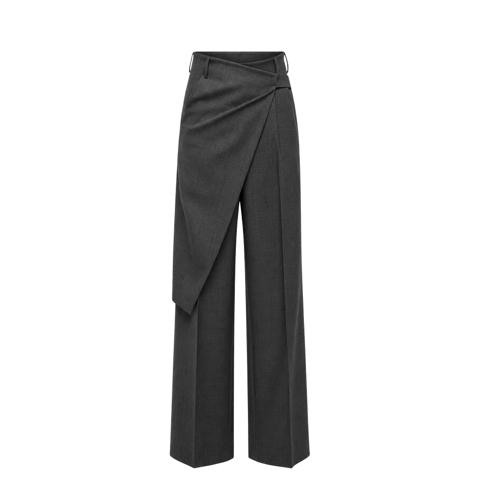 Elara Voss Celeste Draped Gray Trouser