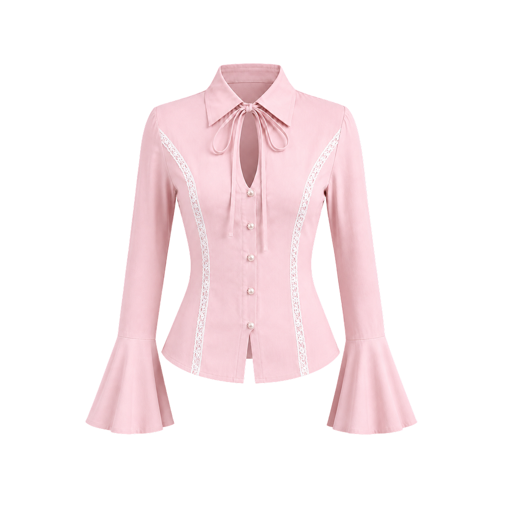 Elara Voss Elise Blush Pink Tie Shirt