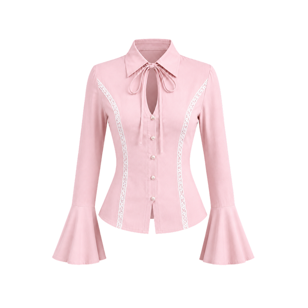 Elara Voss Elise Blush Pink Tie Shirt