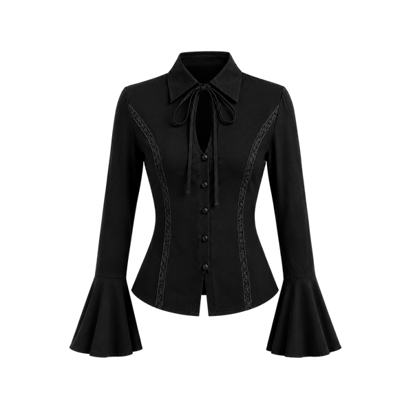 Elara Voss Elise Noir Black Tie Shirt