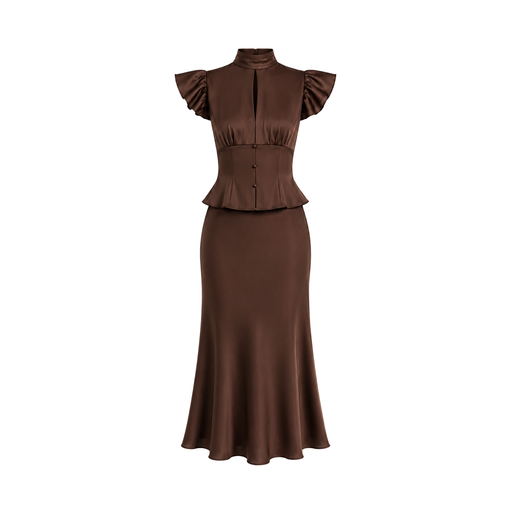 Elara Voss Elodie Dark Brown Dress