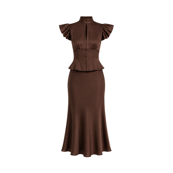 Elara Voss Elodie Dark Brown Dress