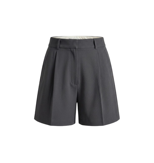 Elara Voss Gray Pleated Tailored Shorts
