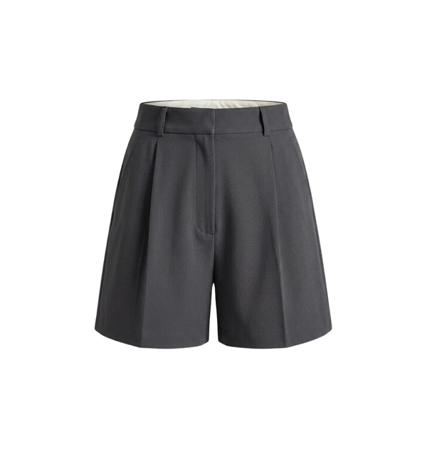 Elara Voss Gray Pleated Tailored Shorts