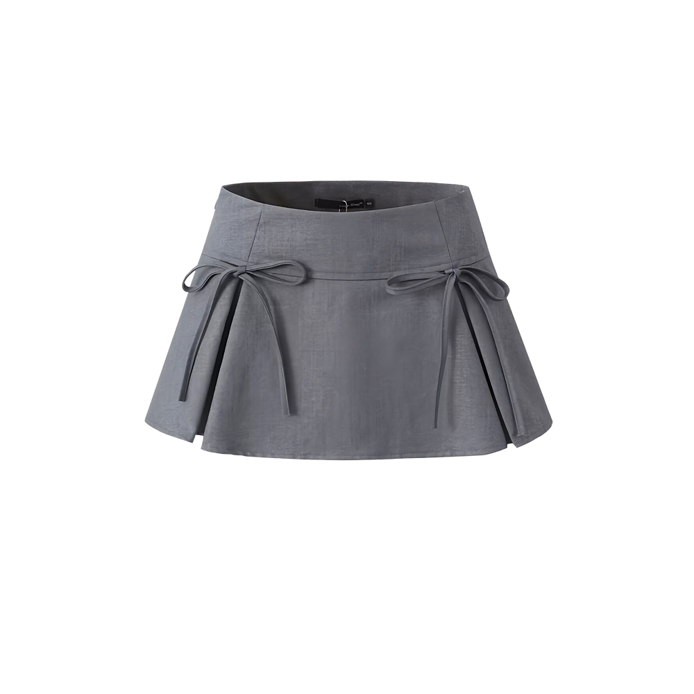 Elara Voss Grey Bow Mini Skirt