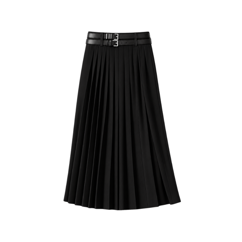 Elara Voss Heritage Noir Pleated Skirt