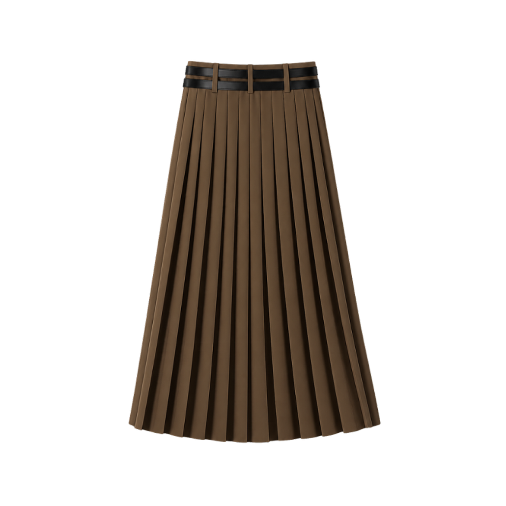 Elara Voss Heritage Walnut Pleated Skirt