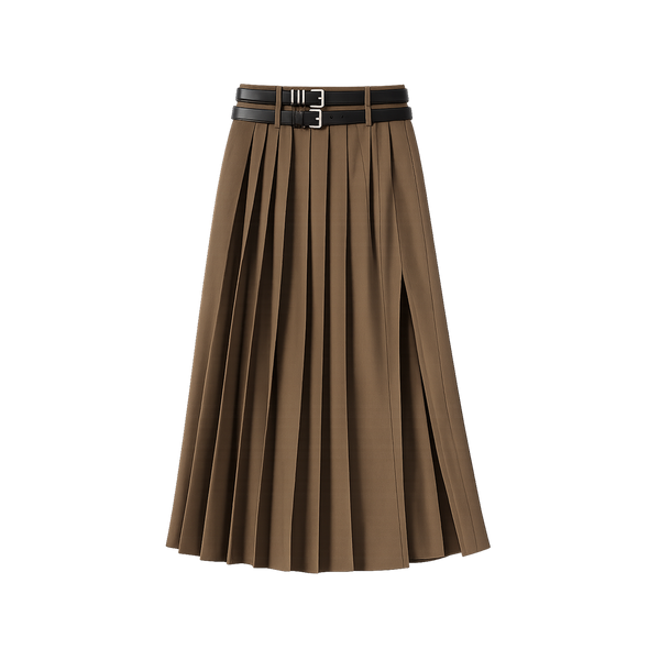 Elara Voss Heritage Walnut Pleated Skirt