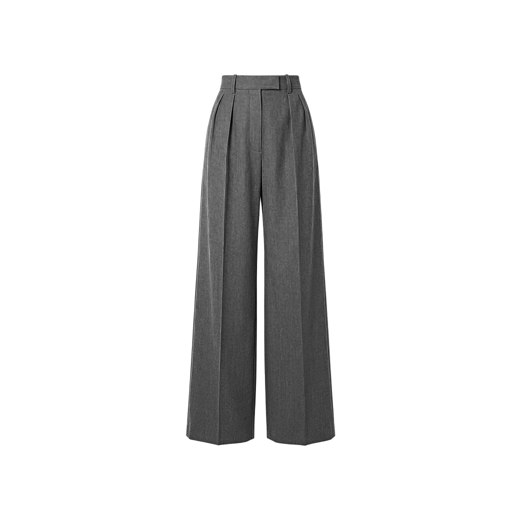 Elara Voss High-Waist Wide-Leg Gray Trouser