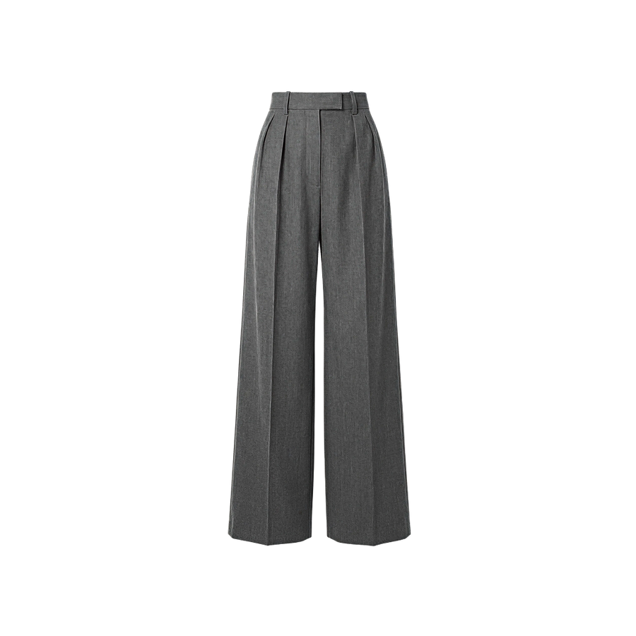 Elara Voss High-Waist Wide-Leg Gray Trouser