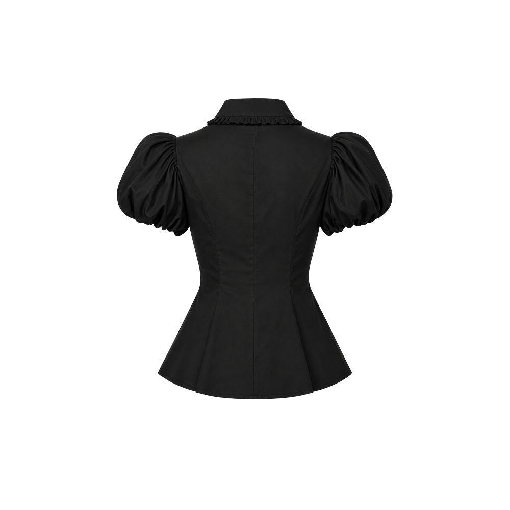 Elara Voss Juliette Collar Black Top