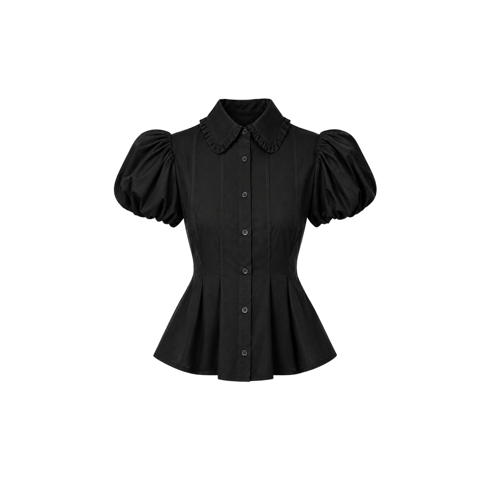 Elara Voss Juliette Collar Black Top