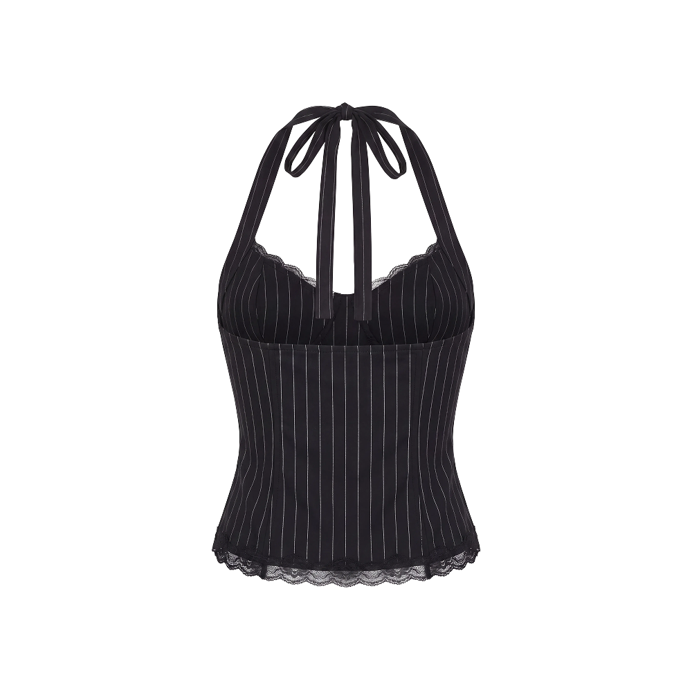 Elara Voss Juliette Pinstripe Halter Top