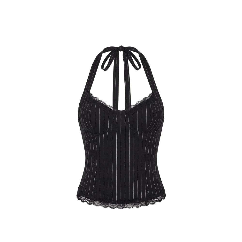 Elara Voss Juliette Pinstripe Halter Top