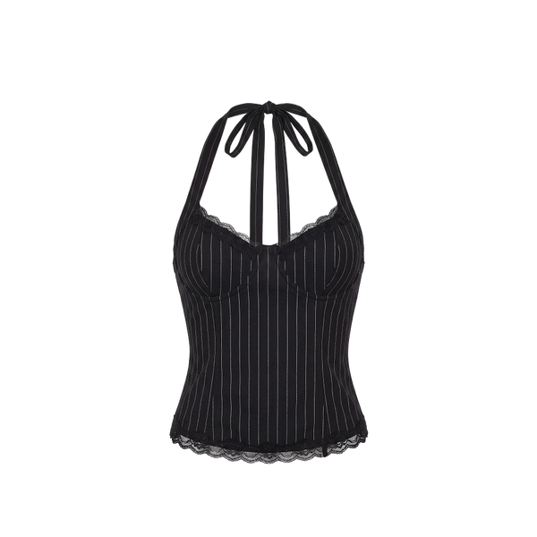 Elara Voss Juliette Pinstripe Halter Top