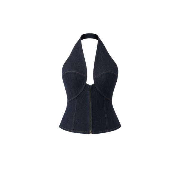 Elara Voss Noelle Denim Halter Corset Top