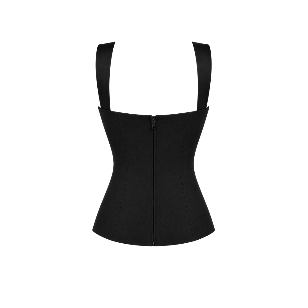 Elara Voss Noire Black Draped Corset Top