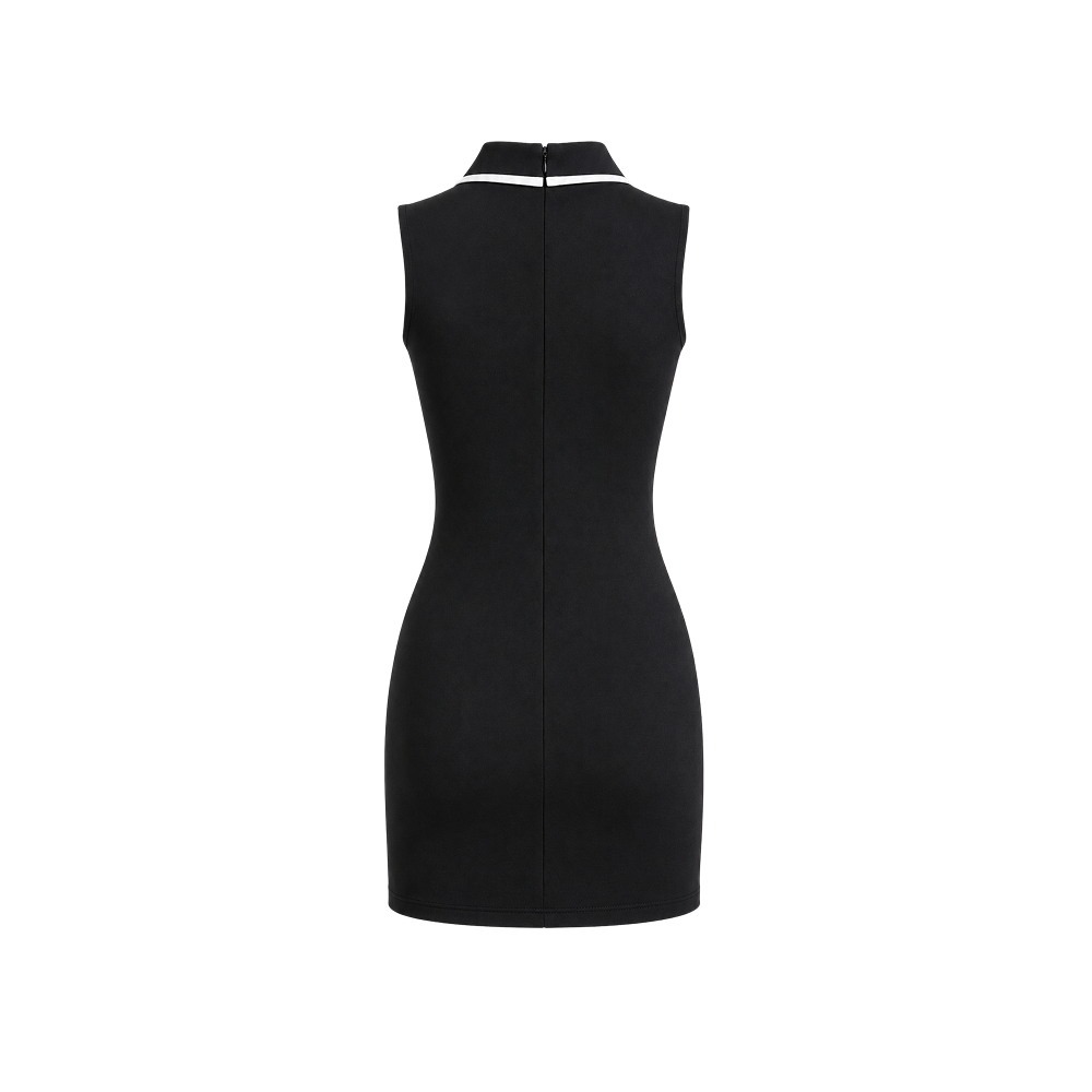 Elara Voss Noire Collar Mini Dress