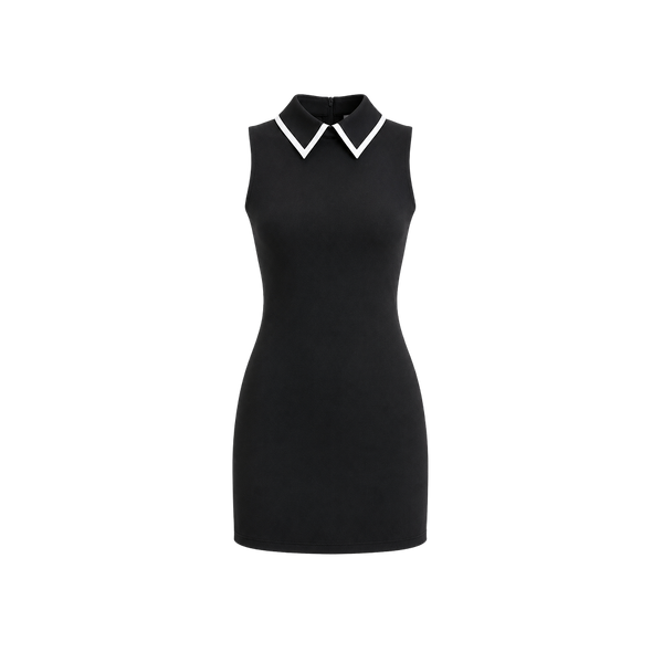 Elara Voss Noire Collar Mini Dress