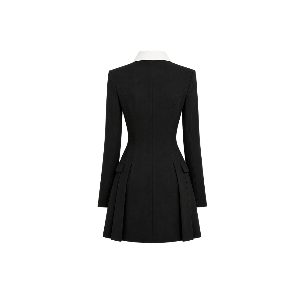 Elara Voss Noire Contrast Collar Mini Dress