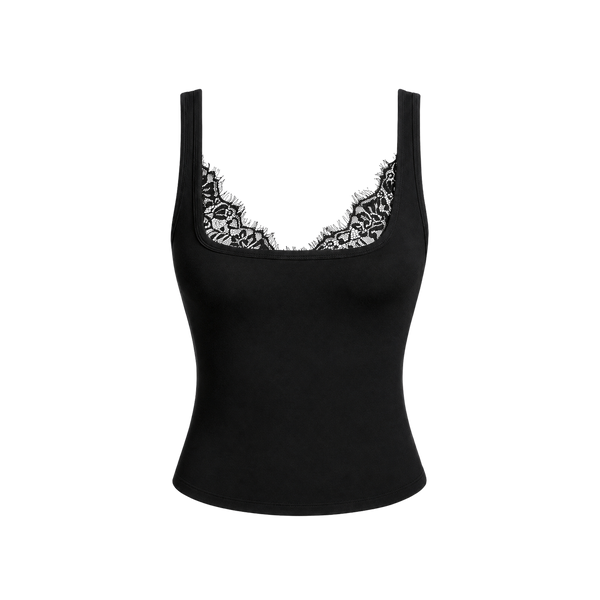 Elara Voss Noire Lace Black Cami Top