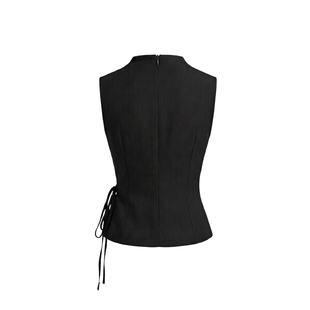 Elara Voss Obsidian Drape Black Top