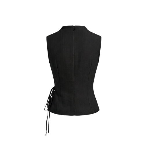 Elara Voss Obsidian Drape Black Top