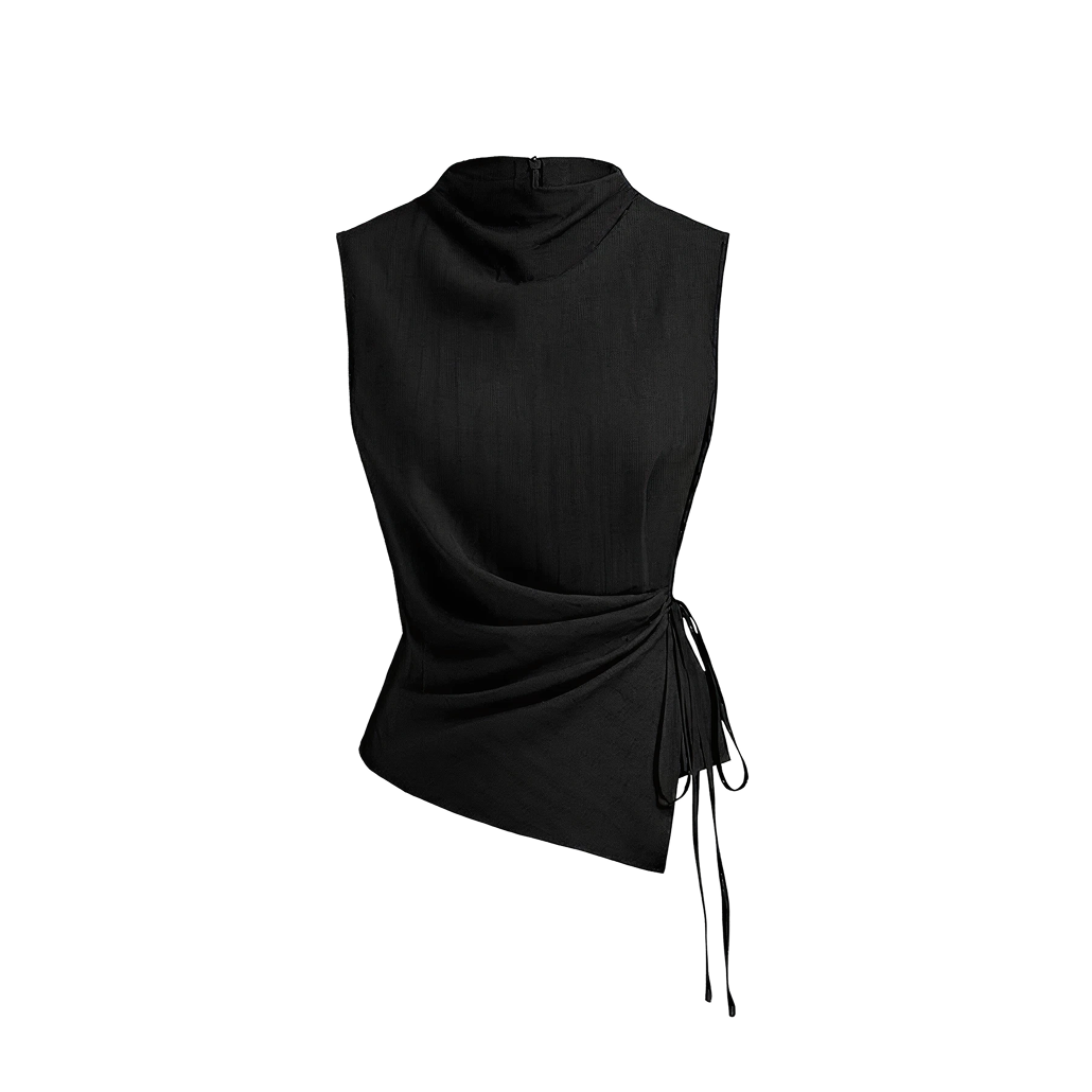 Elara Voss Obsidian Drape Black Top