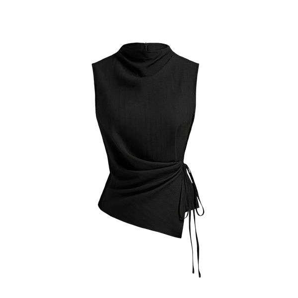 Elara Voss Obsidian Drape Black Top