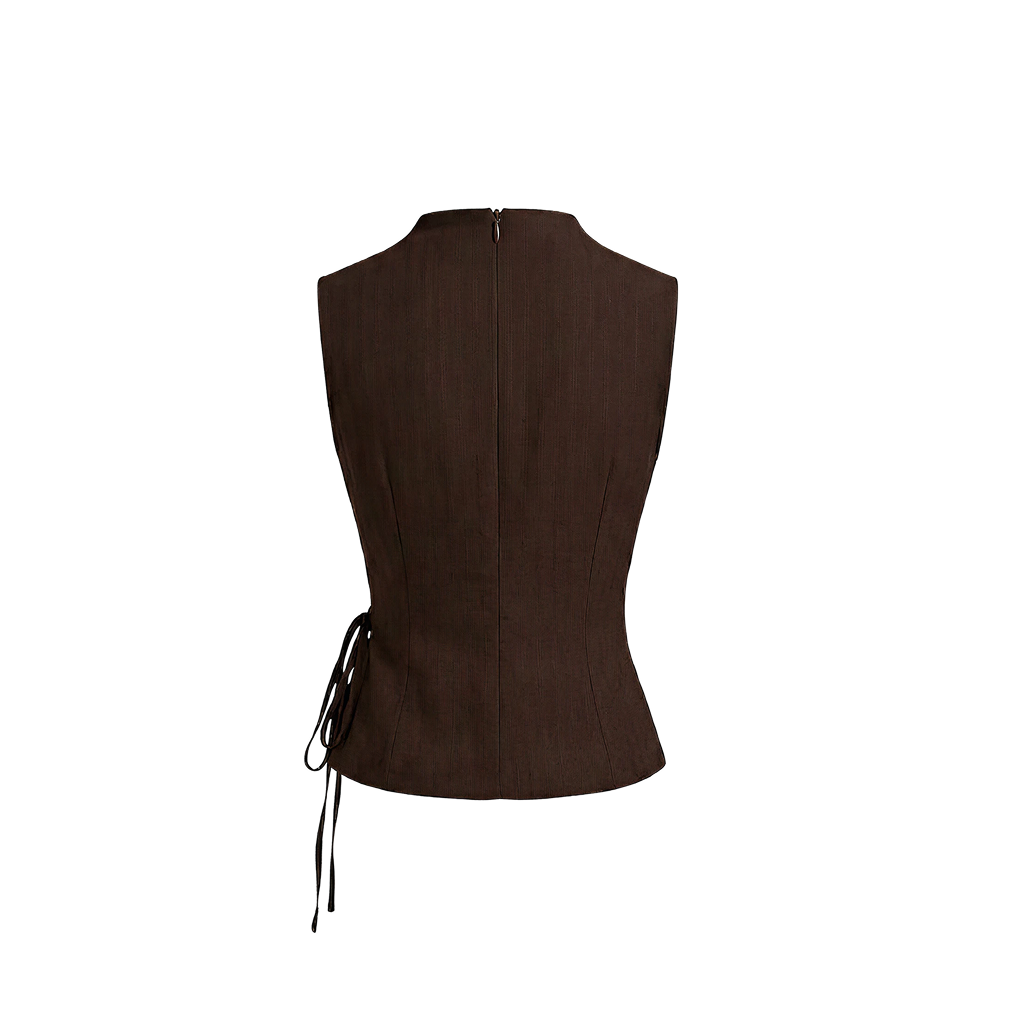 Elara Voss Obsidian Drape Cocoa Top