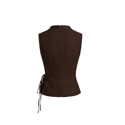 Elara Voss Obsidian Drape Cocoa Top