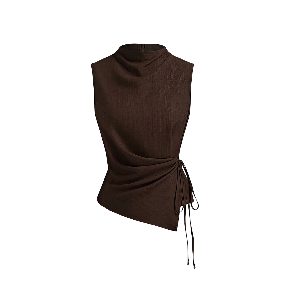 Elara Voss Obsidian Drape Cocoa Top