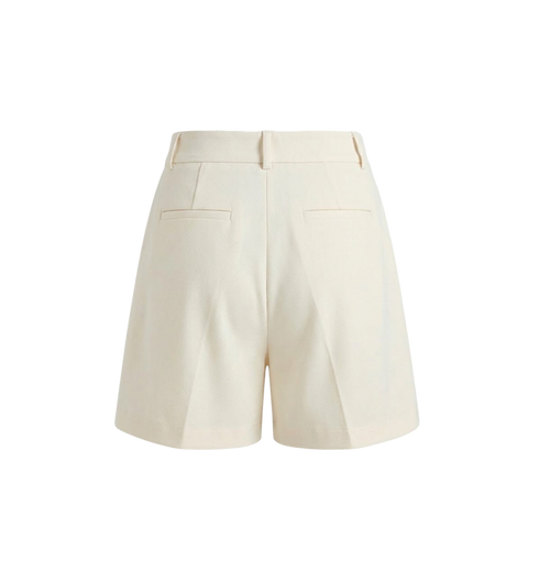 Elara Voss Off White Pleated Tailored Shorts