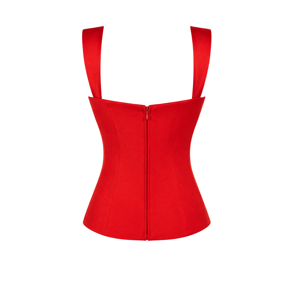 Elara Voss Red Draped Corset Top