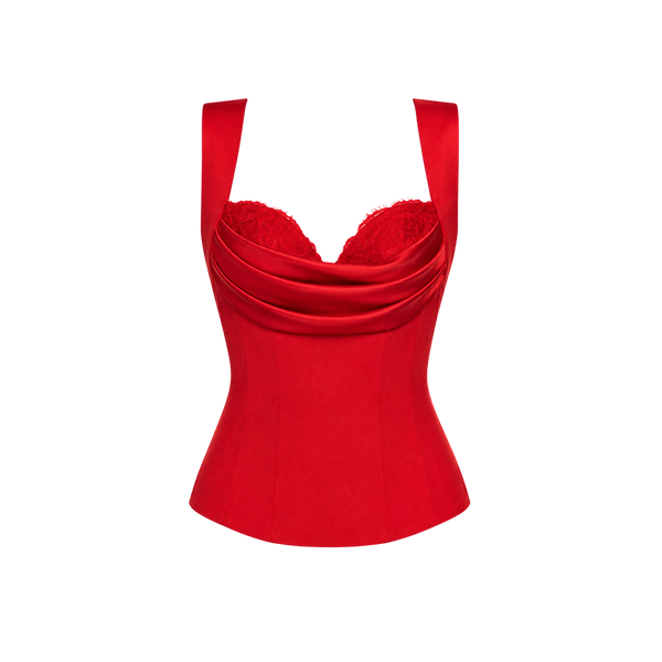 Elara Voss Red Draped Corset Top