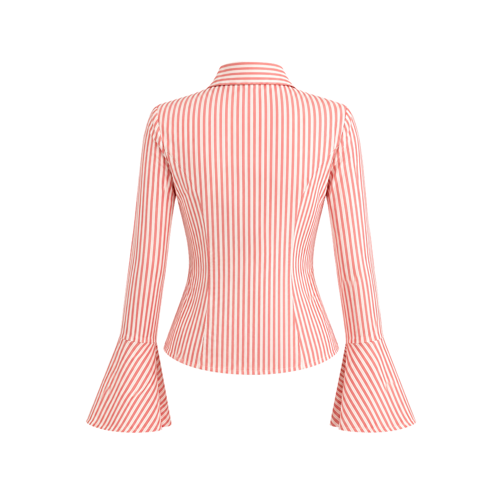 Elara Voss Rosalie Coral Striped Shirt
