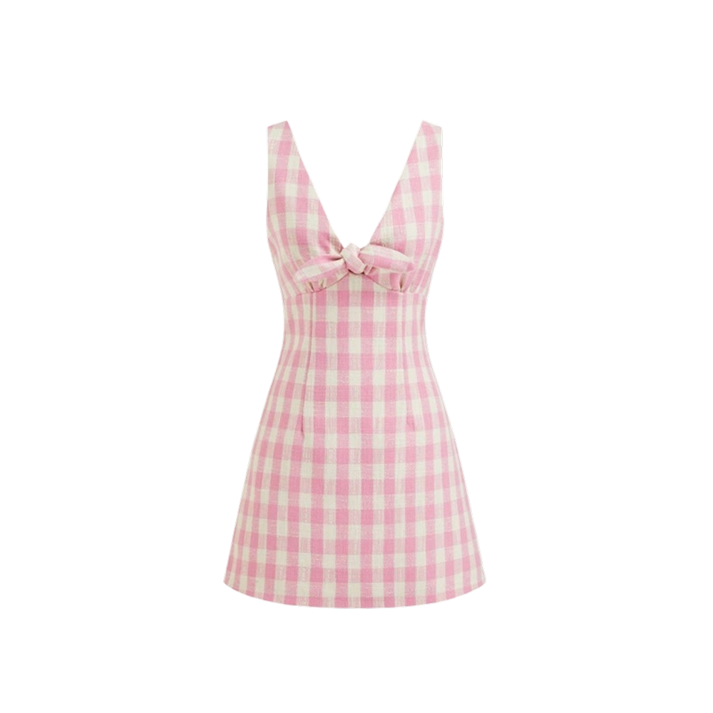 Elara Voss Rosalie Gingham Bow Mini Dress