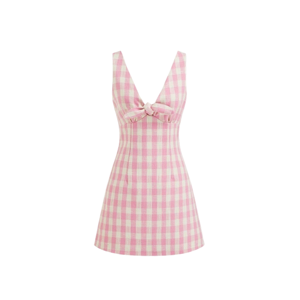 Elara Voss Rosalie Gingham Bow Mini Dress