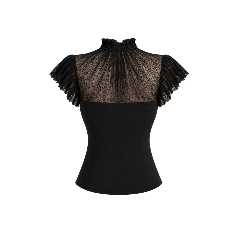 Elara Voss Seraphine Black Lace Top