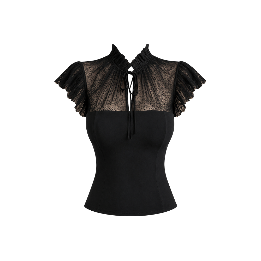 Elara Voss Seraphine Black Lace Top